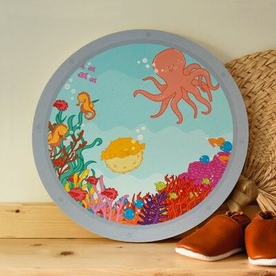 Cerchio da parete in legno oceano II