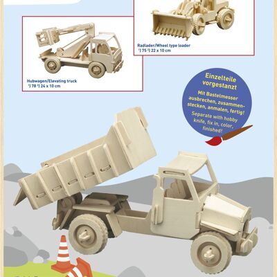 Wooden construction kit 3D puzzle construction vehicles set