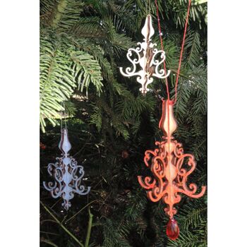 Décoration de Noël pampille chandelier en bois doré patiné 1