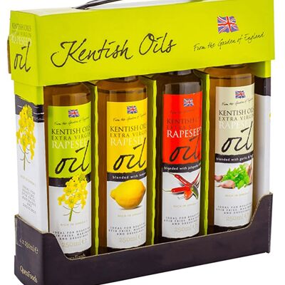 Kentish Oils Presentation Gift Set – Plain, Lemon, Chilli & Garlic.
