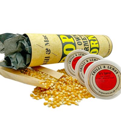 Chilli & Lemon  Gourmet Popcorn Seasoning kit (3 pack)  Complete With Corn Kernels And Simple Instructions