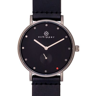 Schipper Silver Line Skalka | Noir | Bracelet en cuir noir 36 mm