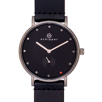 Schipper Silver Line Skalka | Noir | Bracelet en cuir noir 36 mm 1