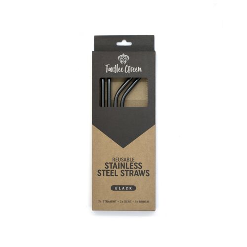 Stainless Steel Straws - Retailpack: BLACK