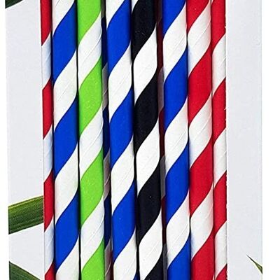 Bulk Bamboo Straws Box - Multi Coloured - 100 - 48