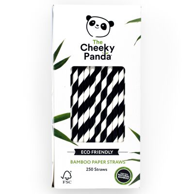 Caja de pajitas de bambú a granel - Blanco y negro - 250-24
