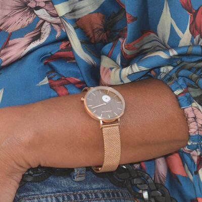 Reloj para dama de acero en oro rosa de París
