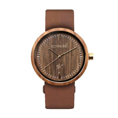 Men's leather and walnut watch Tom