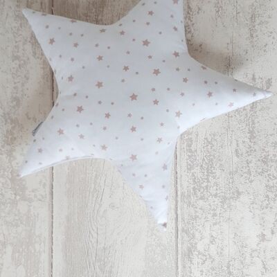 Large star cushion White-Powder pink L