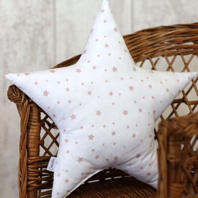 Coussin étoile moyen Blanc-Rose poudré M