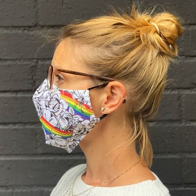 Rainbows & Roses Fitted Face Mask