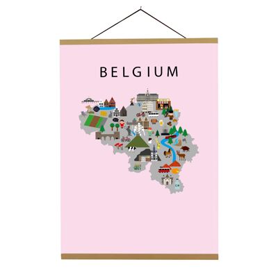 Map of Belgium Pink