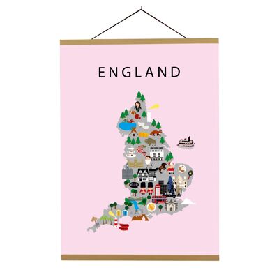 Map of England Pink