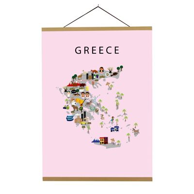 Map of Greece Pink