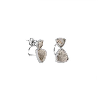 Doppelte Ohrringe aus Silber und Rutilquarz aus der Talia-Kollektion