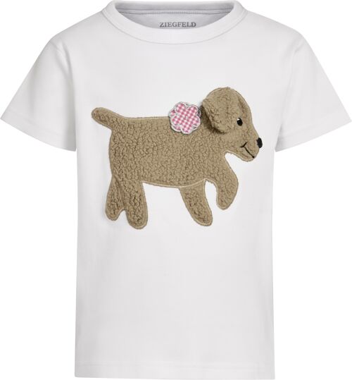 Hund Kitty Shirt, mit rosa Blume, kurz