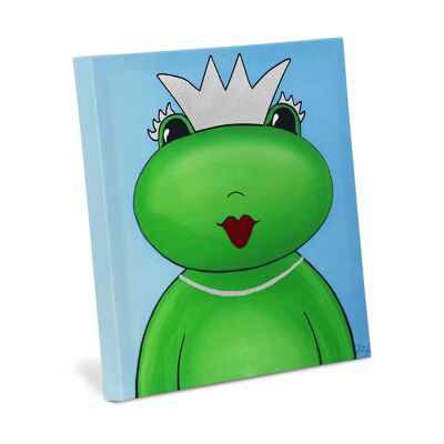 Picture, print on canvas with appliqué Frog Queen