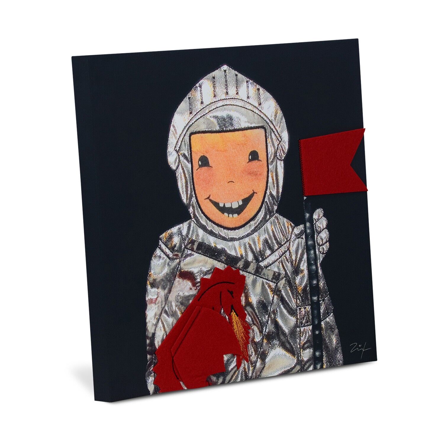 Quadro, stampa su tela con applicazioni Knight Rob