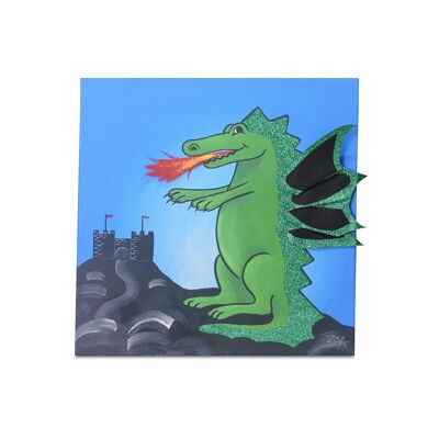 Quadro, stampa su tela con applicazioni Dragon Max