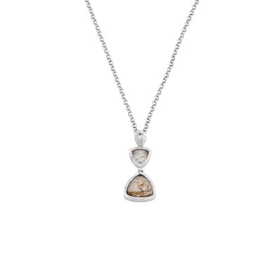 Double silver and rutilated quartz pendant Talia collection