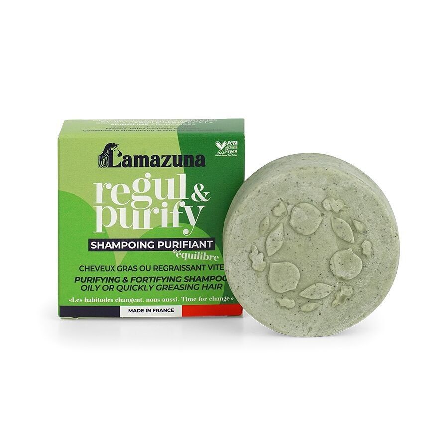 Shampoo solido per capelli grassi - Argilla verde e spirulina - Regola & purifica