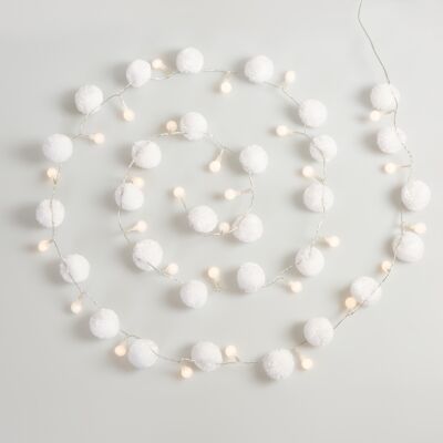 Pom Pom Light Chain, White