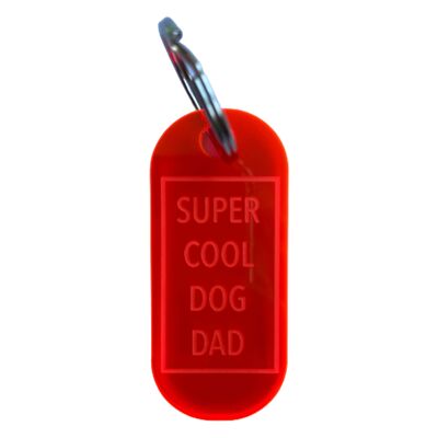 Schlüsselanhänger Super Cool Dog Dad - Neon Orange