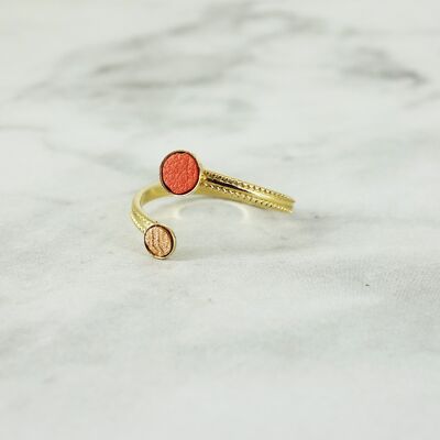 Double Mini Round Ring - Coral