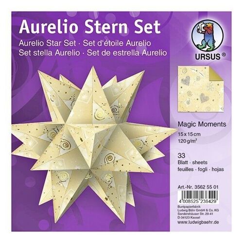 Faltblätter Aurelio Stern "Magic Moments Star Night", chamois und gold, 15 x 15 cm