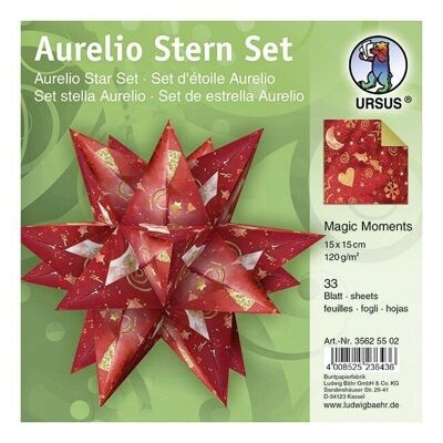 Leaflets Aurelio Stern "Magic Moments Star Night", red and gold, 15 x 15 cm