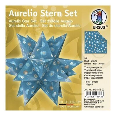 Leaflets Aurelio Star "Winter Magic", petrol and brown 01, 14.8 x 14.8 cm