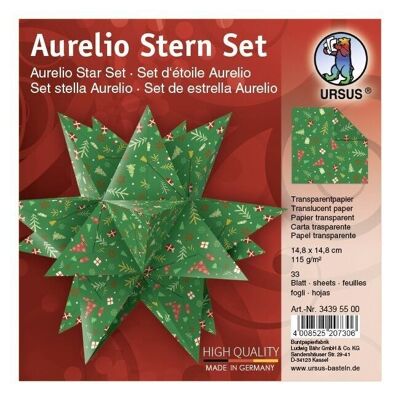 Leaflets Aurelio Star "Winter Magic", red and green, 14.8 x 14.8 cm