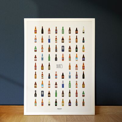 Poster BIERES 50x70cm - Il poster con una bottiglia!