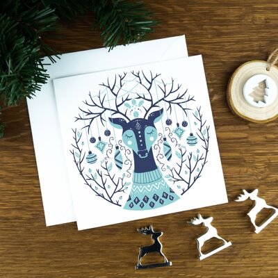 The Blue Deer, Luxury Christmas Card.