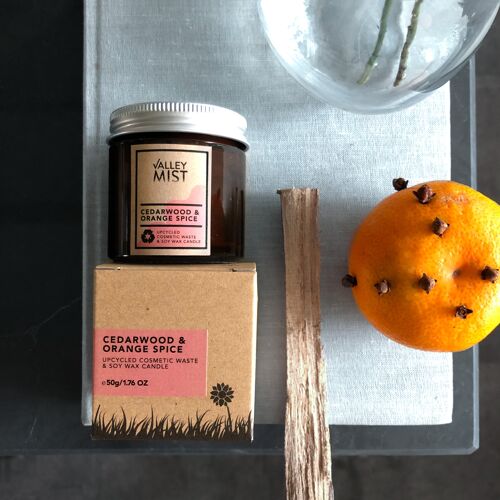 Upcycled Natural Candle - Cedarwood & orange spice