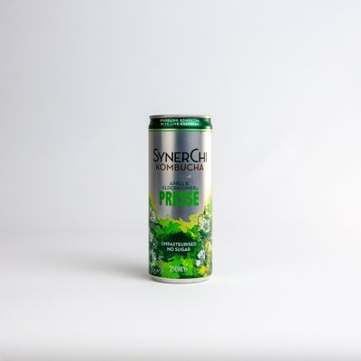 SynerChi Kombucha - Tè Sencha Leggermente Frizzante: Mela & Fiori di Sambuco Presse - Single (250ml)