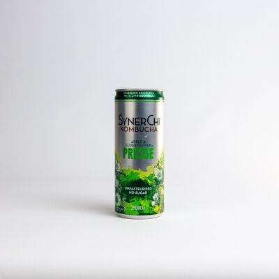 SynerChi Kombucha - Sencha Tee leicht prickelnd: Apfel- und Holunderblütenpresse - Single (250ml)