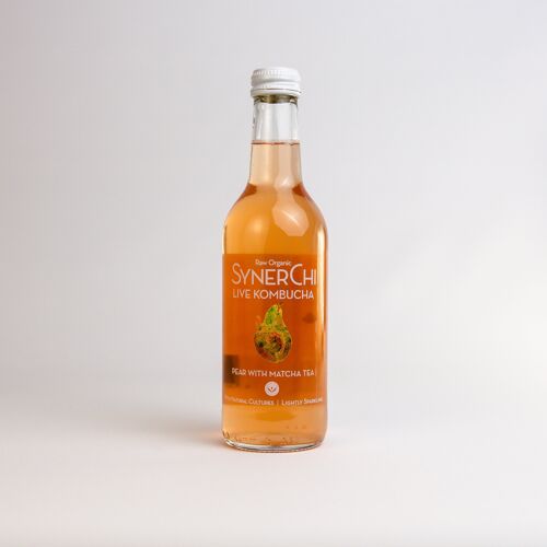 SynerChi Live Kombucha - Sencha Tea Lightly Sparkling: Pear - Single (330ml)