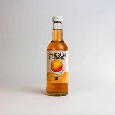 Synerchi Live Kombucha - Sencha Tea Lightly Sparkling: Oranges & Lemons - Single (330ml)
