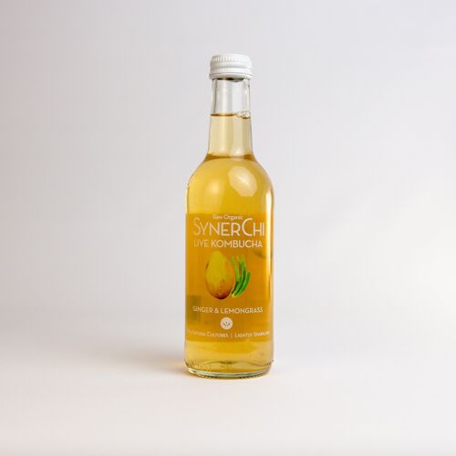 Synerchi Live Kombucha - Sencha Tea Lightly Sparkling: Ginger & Lemongrass - Single (330ml)