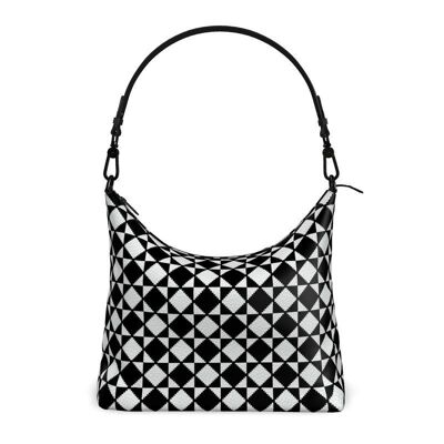 Black and white chequered pattern square Hobo Bag