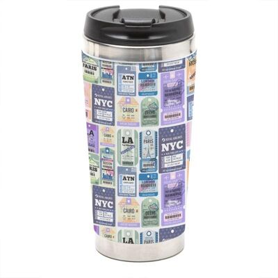 Travel ticket pattern travel mug