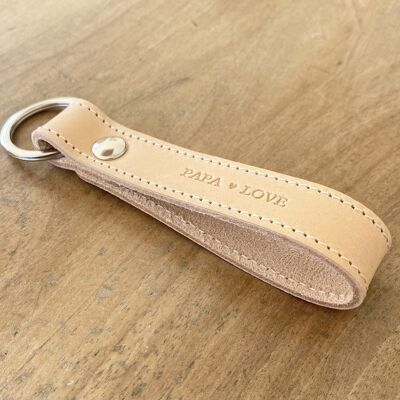 Natural leather key ring "Papa Love" - ​​Father's Day