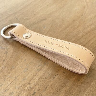 “Papa Love” natural leather key ring