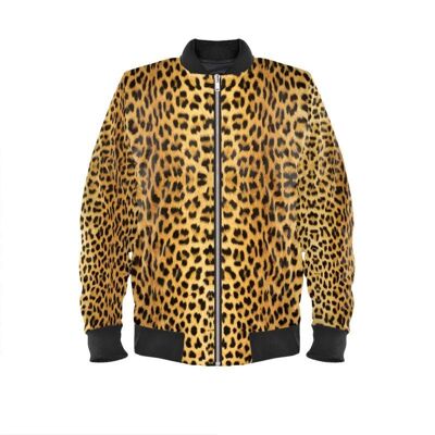 Leopard print pattern ladies bomber jacket