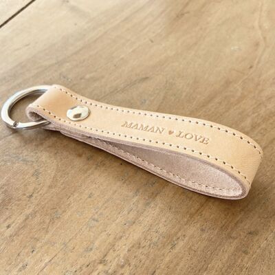 Natural leather key ring "Maman Love" - ​​Mother's Day