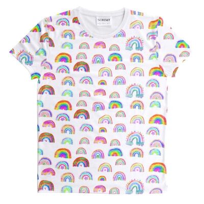 Rainbow pattern all over print T-shirt