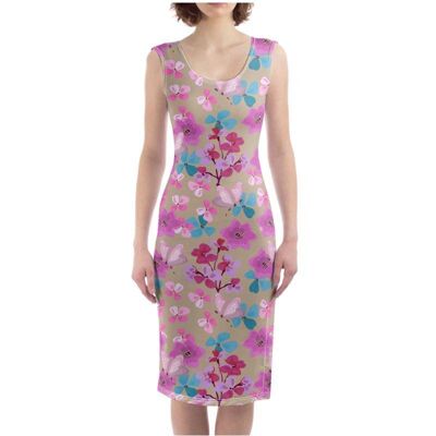Pink floral pattern Bodycon Dress