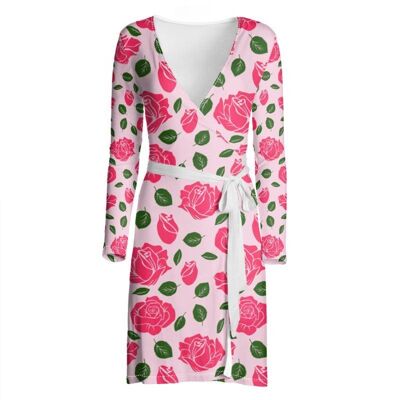 Pink rose pattern Wrap Dress