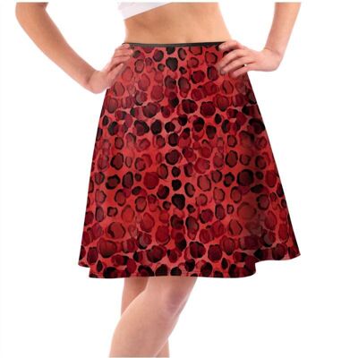 Red leopard pattern Flared Skirt